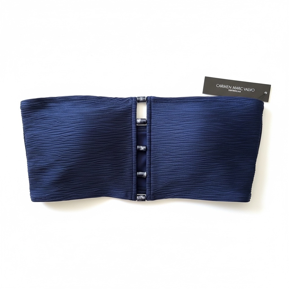 Carmen Marc Valvo Maritime Cropped Bandeau Swim Top Small NWT